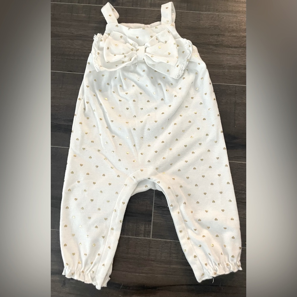 Little Lass - Gold Heart Polka Dot Onesie - SIZE: 3-6 Month